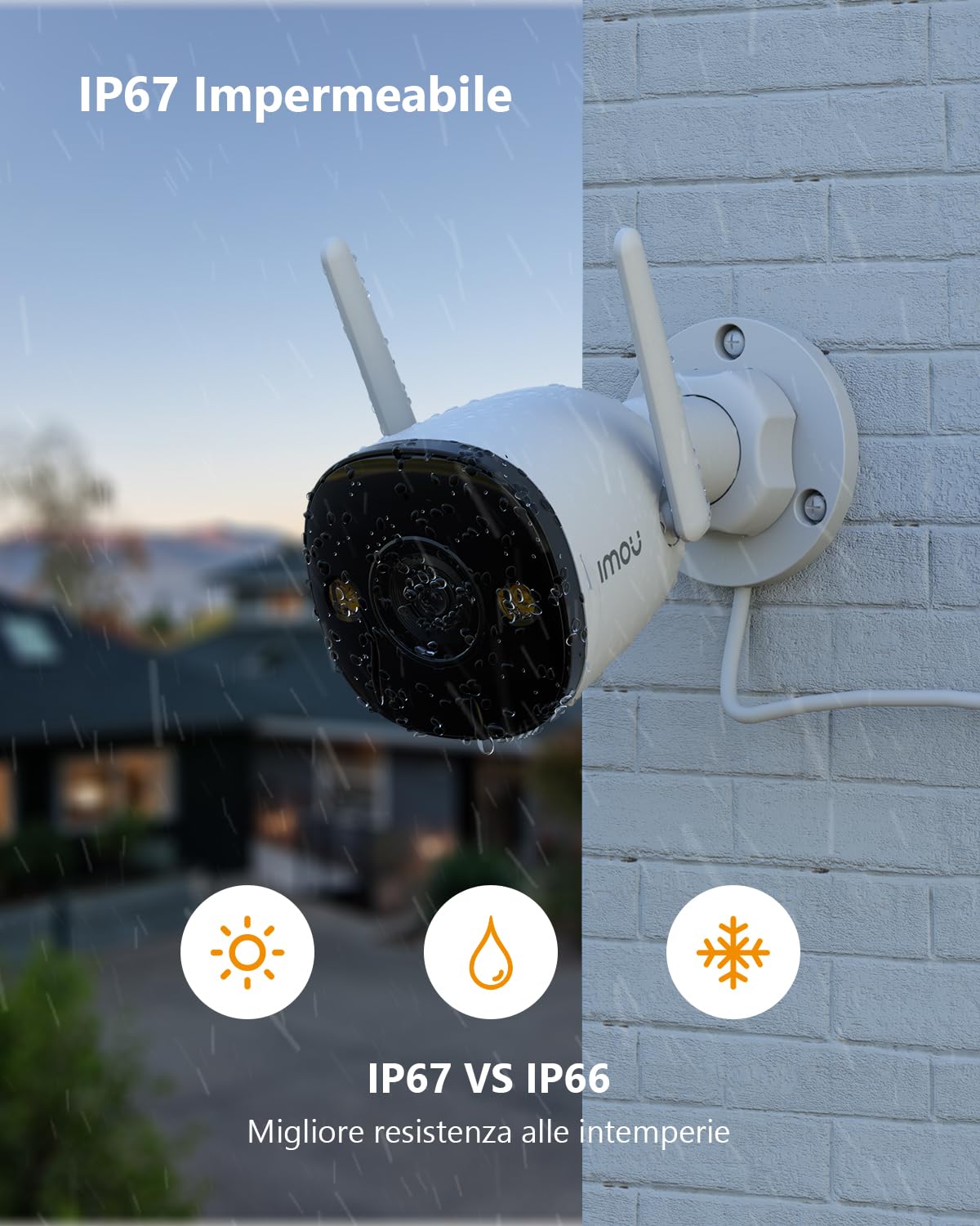 Imou 5MP Telecamera Wi-Fi Esterno, Videocamera Sorveglianza con Rilevamento IA Umano/Auto, Audio Bidirezionale, Visione Notturna a Colori, IP67, Compatibile con Alexa, 2,4GHZ, Bullet 3 5MP