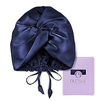 Vista 17 de OLESILK Gorro de Seda para Dormir para Mujeres: 100% Seda de Morera 22 Momme, Ajustable para Cuidado Nocturno del Cabello, Sin Frizz para Rulos