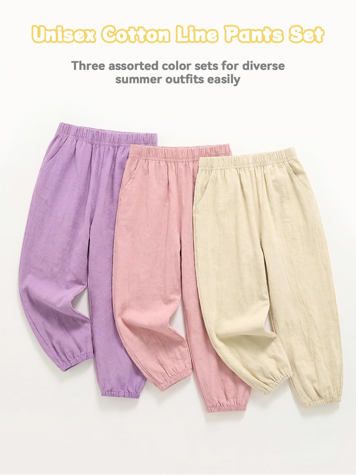 Miipat Baby Mädchen Hose 3 Stück Kleinkind Junge Casual Lange Hosen Kinder Sommer Weiche Elastische Taille Unisex Harem Hose