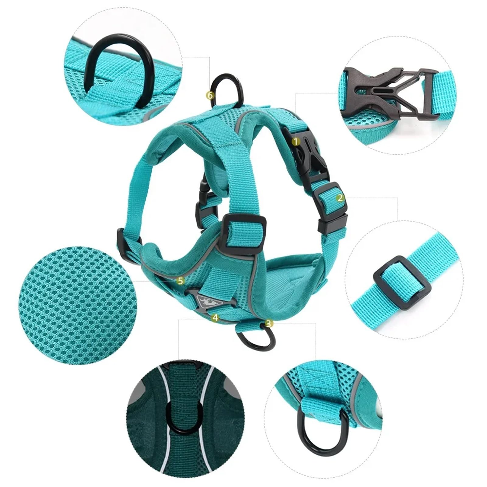 Pettorina Regolabile Anti-trazione per Cani con guinzaglio da 1,5 m - Gilet Riflettente e Traspirante per Cani, Cuccioli e Gatti(Red,XL (8-12KG))