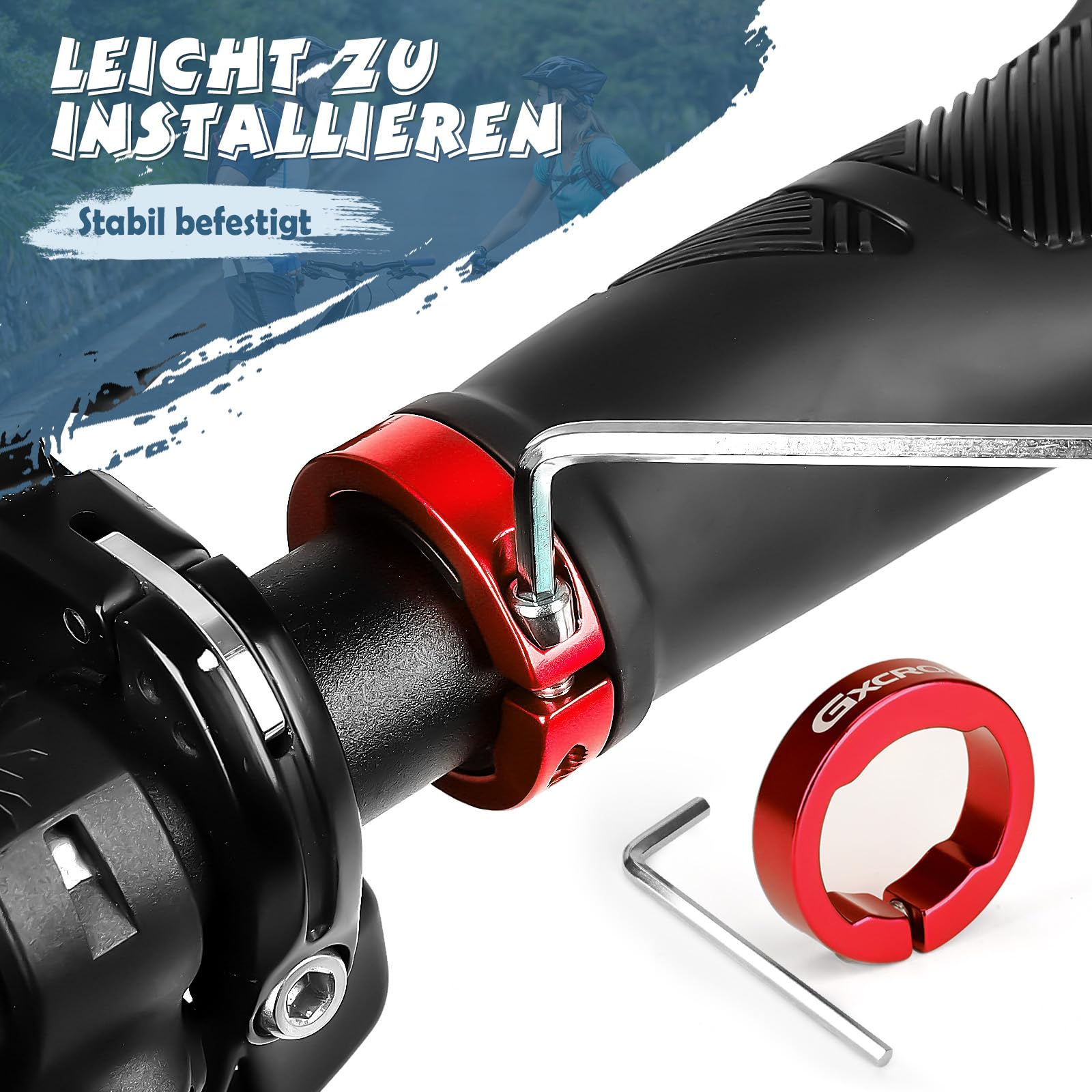 GXCROR Ergonomische Fahrradgriffe, rutschfeste Gummigriffe mit doppelter Verriegelung, universell 22.2 mm für Fahrräder/MTB/E-Bikes