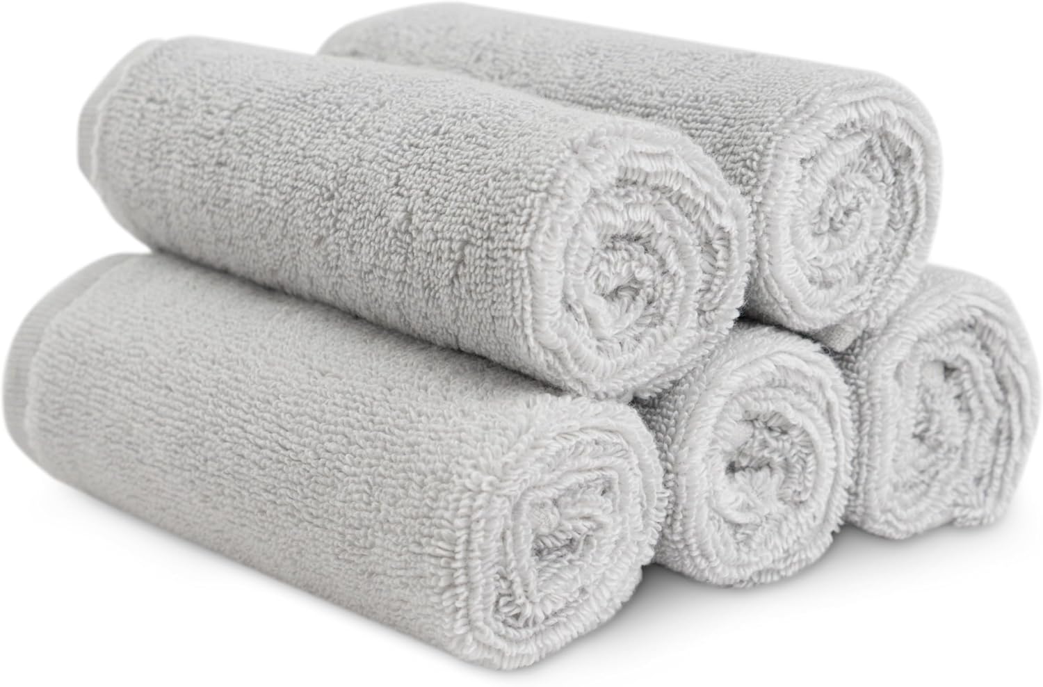 Natemia Organic Baby Washcloths (5 Pack, 12” x 12”) – 100% Organic Cotton – Ultra-Soft Baby Towels for Sensitive Skin – Newborn, Boys & Girls – Bathtime Wash Cloths, Baby Registry Must-Have (Grey)