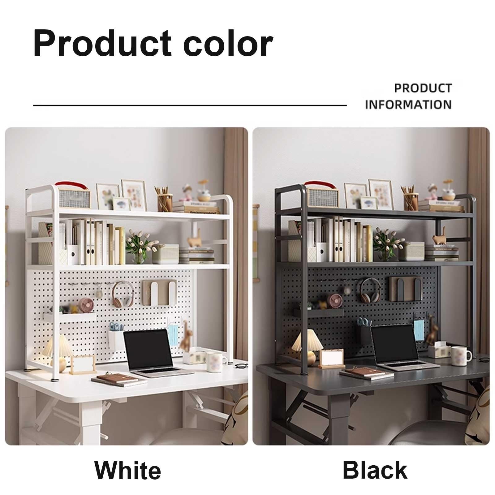 2-stufiger Schreibtisch-Organizer Schwarz - Bücherregal Mit Zubehör (29,5 Zoll)