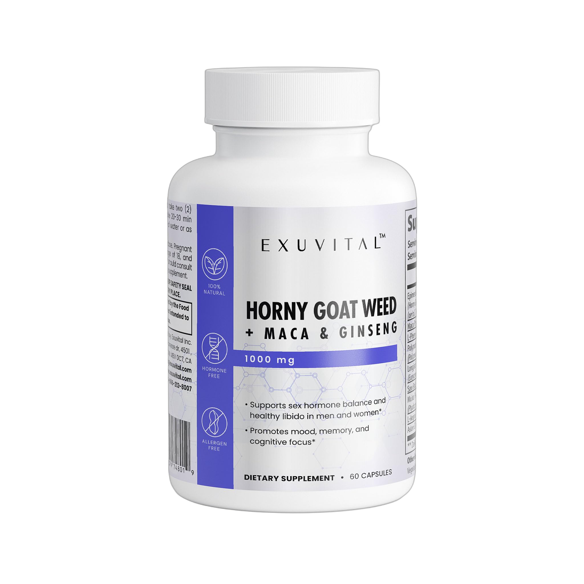 HornyGoat Weed Blend Vitality and Energy Support Supplement 60 Capsules with Maca Root Tongkat Ali Saw Palmetto Panax