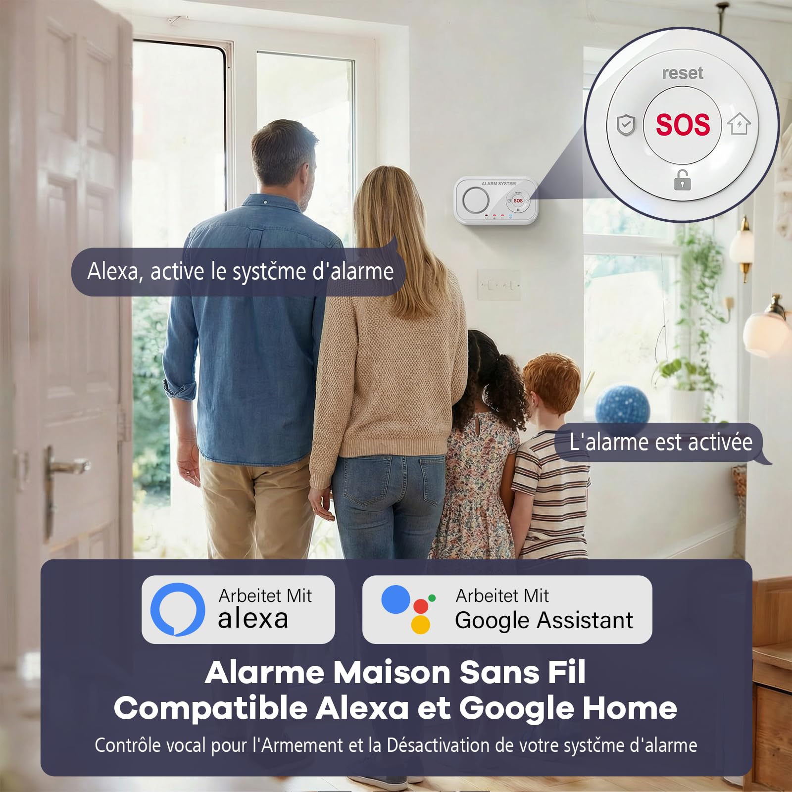 YISEELE Alarme Maison sans Fil: Centrale 120dB - Kit Alarme Maison avec Alarme Porte et fenêtre - détecteur de Chute - Protégez Votre Famille et Vos biens en Votre Absence – Compatible Alexa & Google