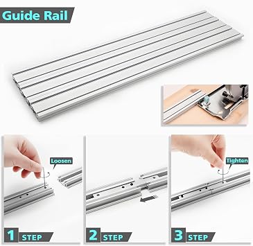 7.5 AMP Mutil-Purpose Plunge Circular Saw, Marble Track Saw with 115mm Diamond Blade, Dust Exhauster Pipe, 2x Extender 3 * 40mm Tracks