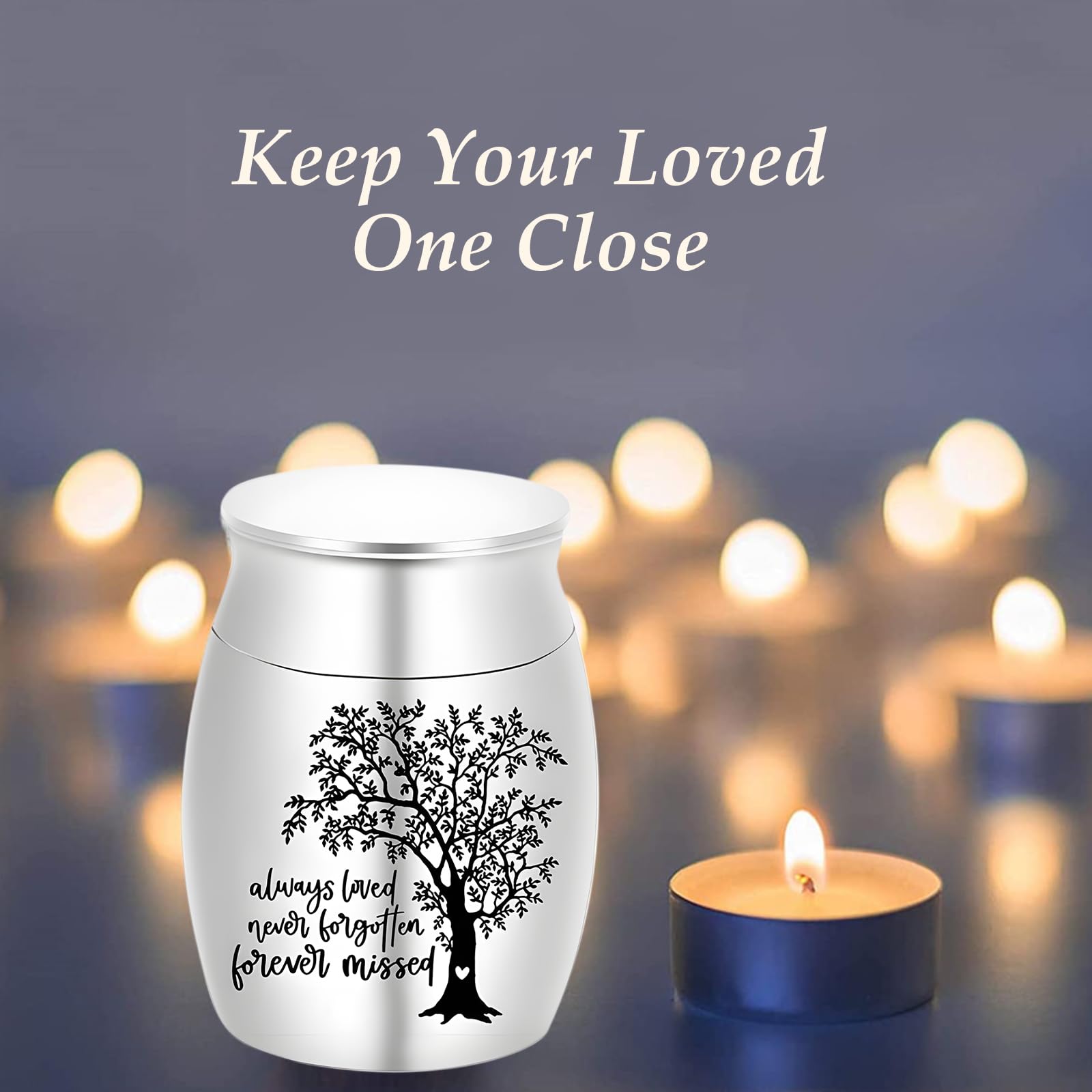Mini Urna Ricordo Albero Della Vita 4 x 3 cm, Urna Piccola Commemorativa in Acciaio Inossidabile per Animali, Urna Piccola in Lega di Alluminio per Cani e Gatti, Urna del Ricordo Incisa