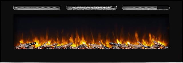 Endeavour Fires Hawnby Recessed Electric Fire with 7 day Programmable Remote Control, 1&2kW, Log & Crystal Set(60")