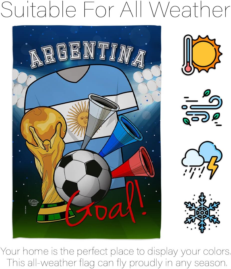World Cup Argentina Flags Argentine Home Decor Banner Wall Art Patio Porch Lawn Garden Flag Stand Pole Room Decorations Indoor Outdoor FIFA Gifts Sports Fan Trophy Soccer Game Football Made In USA