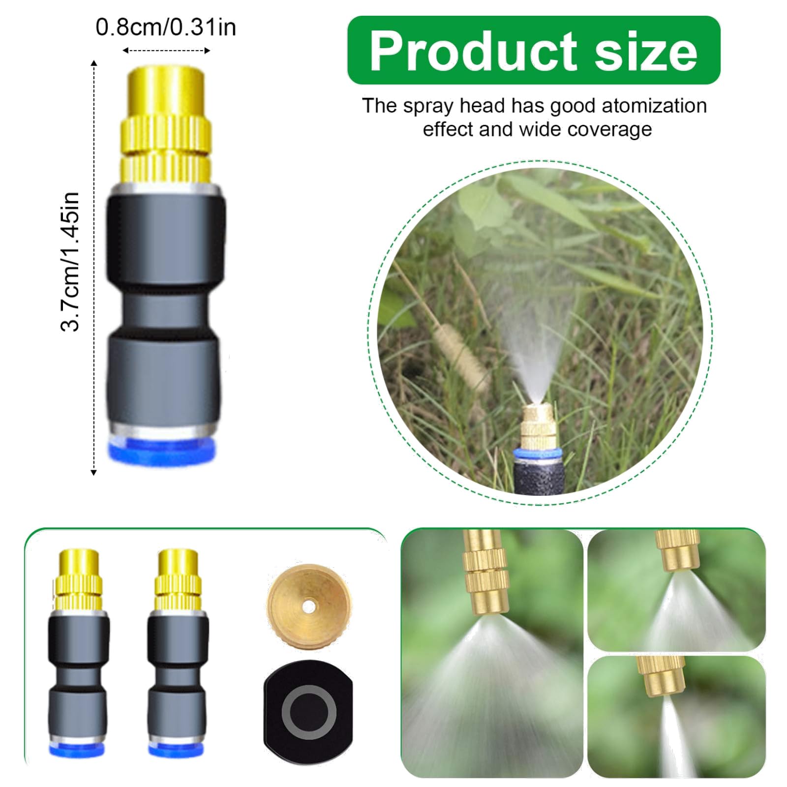 Actualización del sistema de boquilla de cobre de riego de 82 pies, sistema de riego automático con pulverizador reemplazable de 360°, boquilla de cobre atomizadora para sistema de riego para jardín,