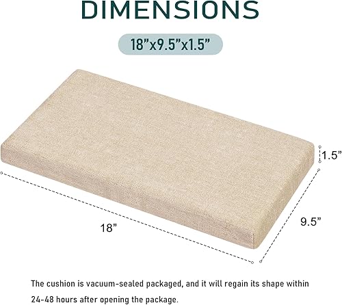 Miniatura 9 de baibu Cojín rectangular para taburete de banco antideslizante, cojín para taburete de bar con funda lavable a máquina, solo 1 almohadilla (azul, 18