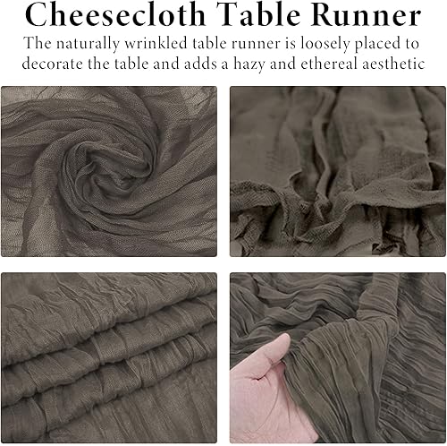 Miniatura 3 de Camino de mesa de gasa de 10 pies, camino de mesa rústico transparente de 35.4 x 120 pulgadas de largo para boda, baby shower, San Valentín,