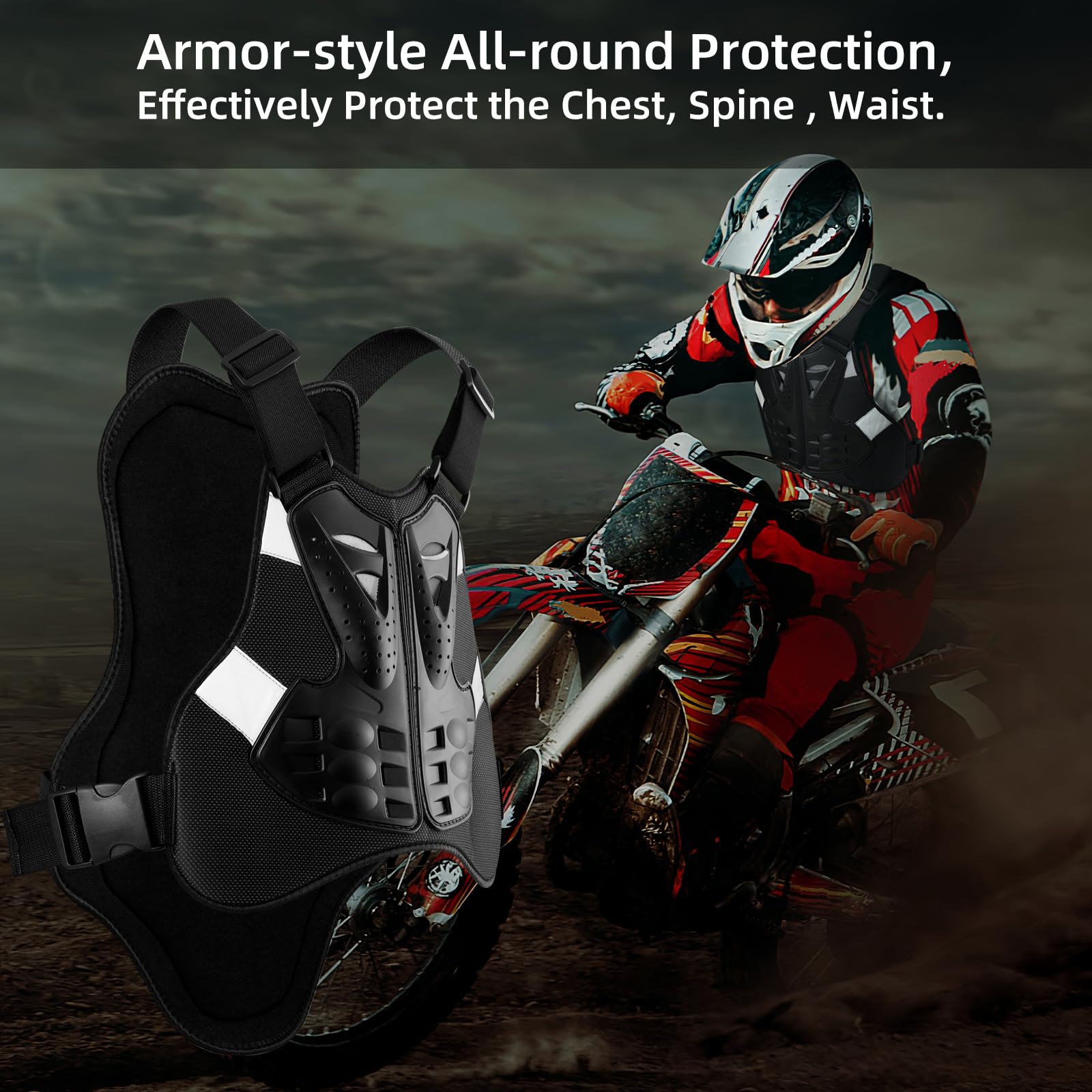 PELLOR Schutzweste Motorrad Protektoren Brustpanzer Motocross Wirbelsäule Schutzausrüstung Protektorenweste für Snowboard Skaten Motorrad