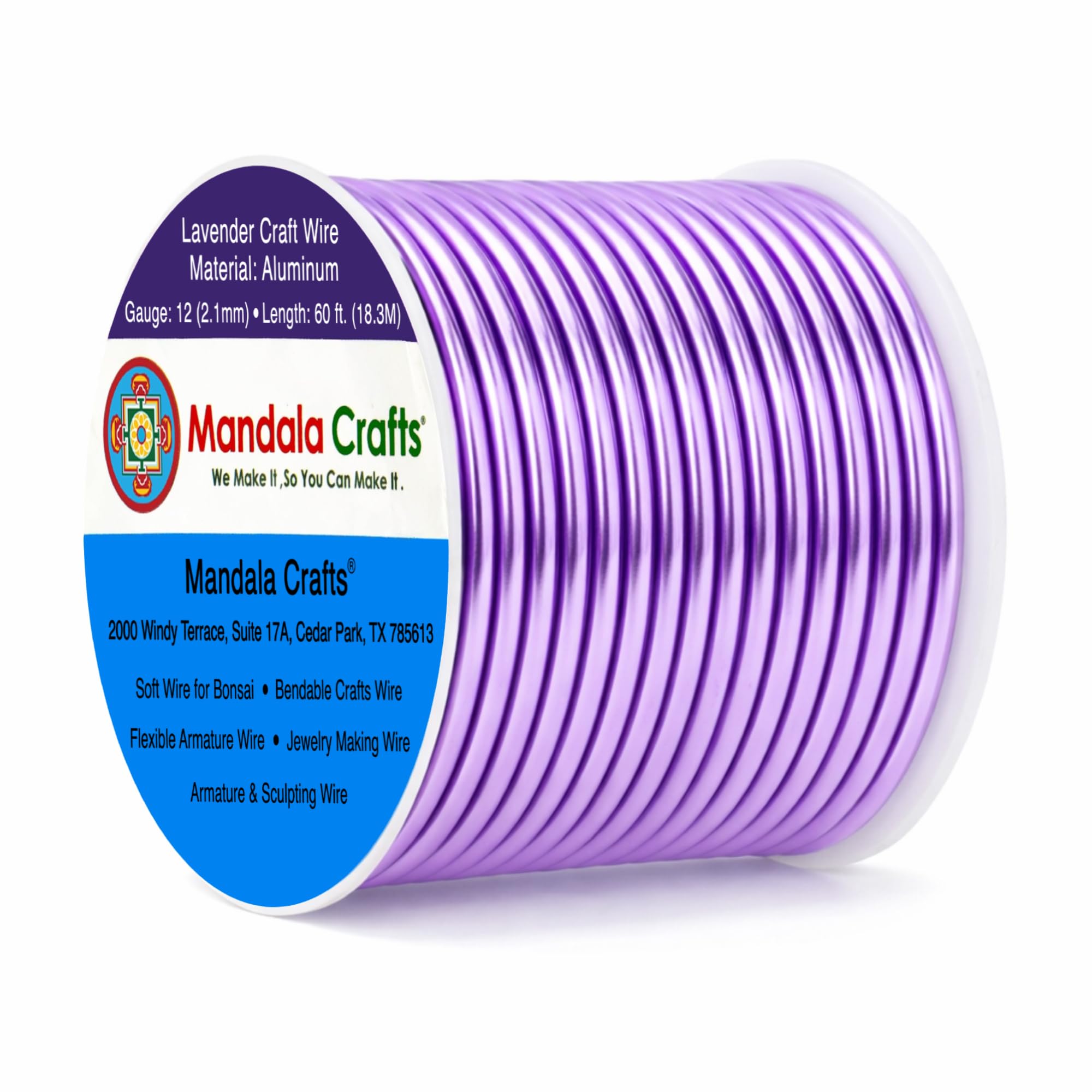 Mandala Crafts 12 Gauge Lavender Anodized Aluminum Craft Wire, 60 FT