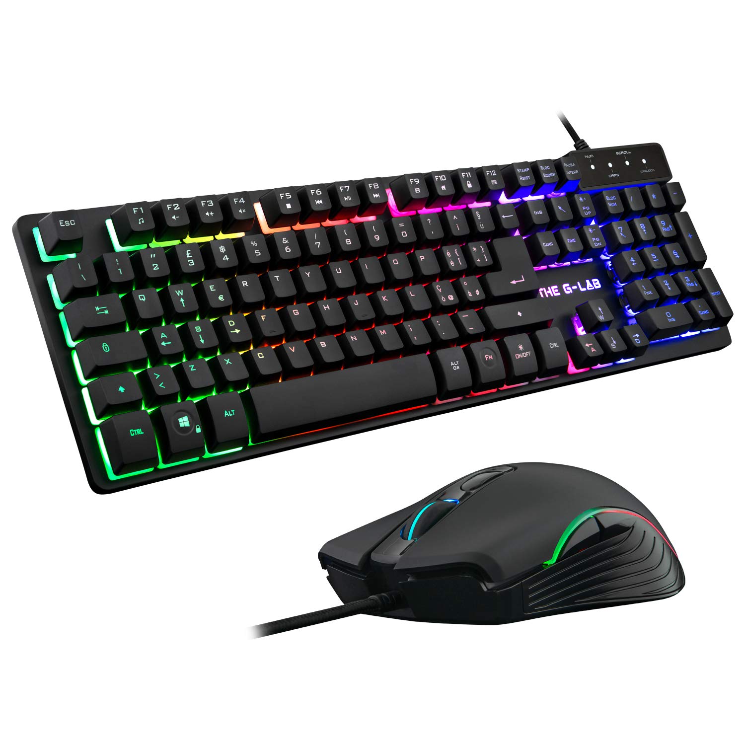 THE G-LABCombo KRYPTON Keyboard and Mouse Pack for RGB Backlit Gamers - Anti-Ghosting USB Keyboard + Mouse with 6 Buttons 3200 DPI - PC PS4 Xbox One Game Package (Black)