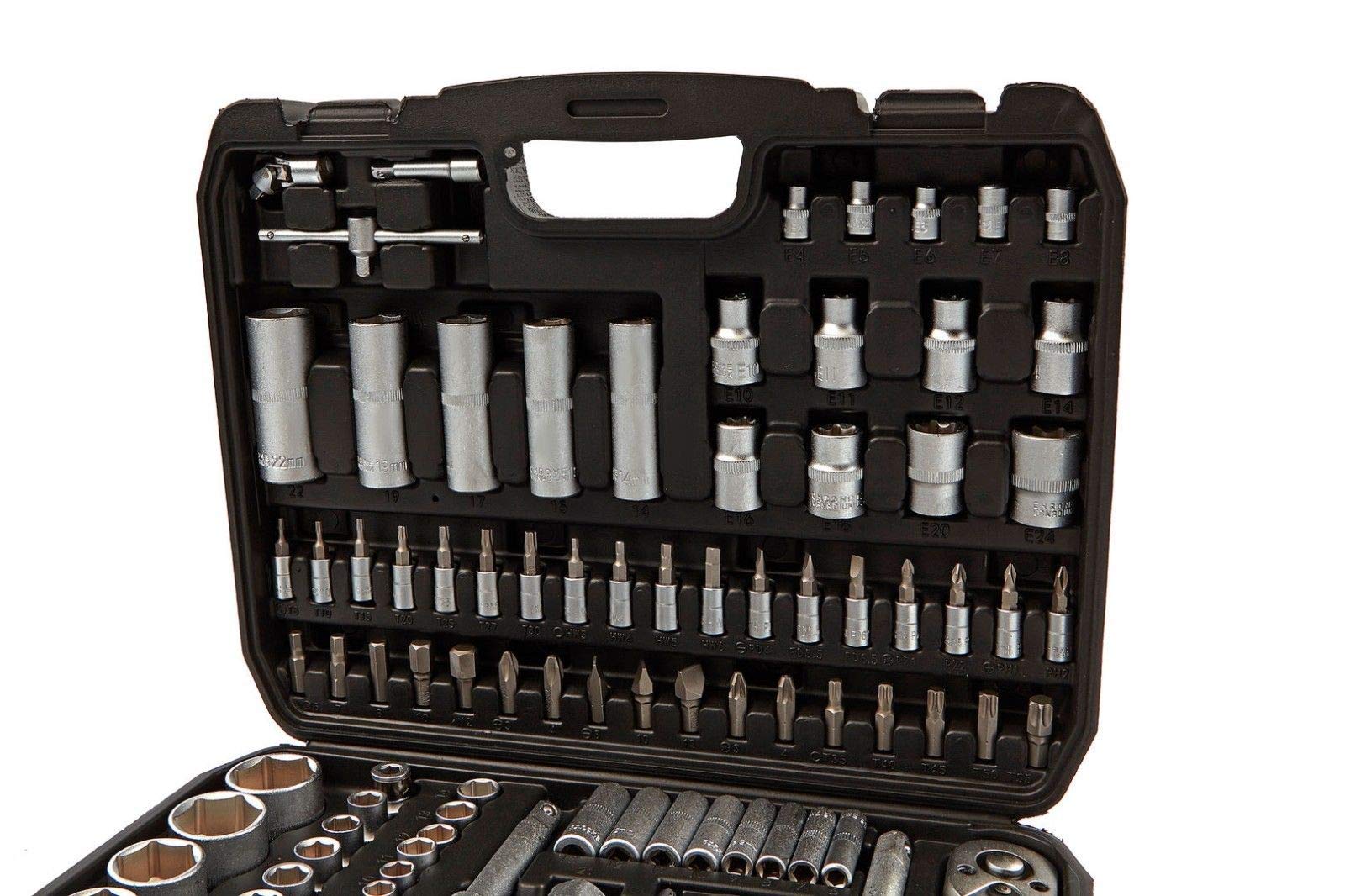 JOMAFA Estuche de herramientas 1/4" y 1/2" carracas, llaves, vasos, puntas, adaptadores 108 piezas