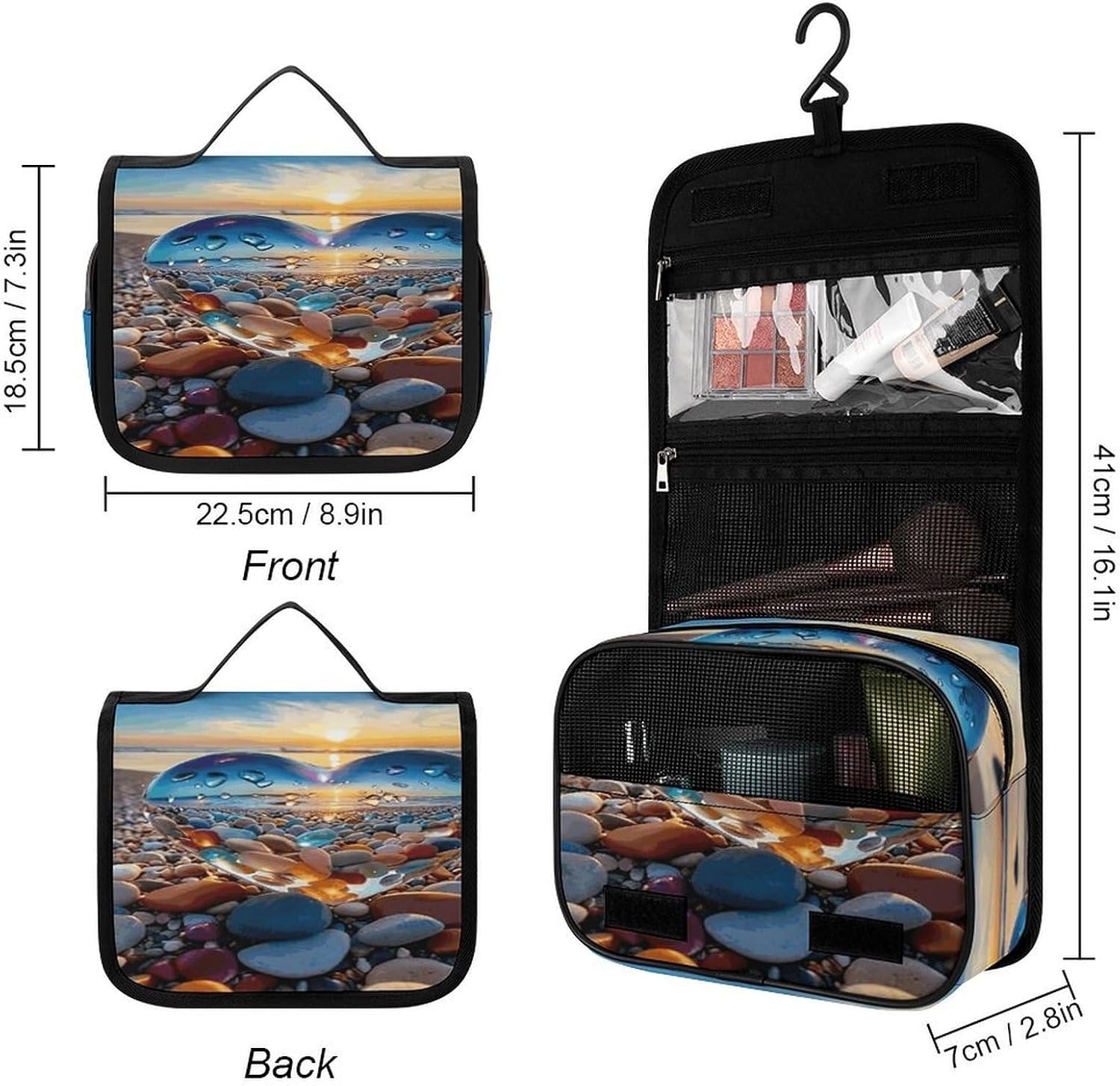 Colorful Stones on The Beach Wash Bag Portable Makeup Pouch image 2