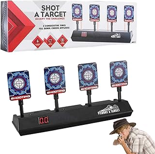 2 Pcs Electronic Shooting Target, Scoring Targets for Kids, 4 Targets for Shooting Practice, Electronics Shooting Target Auto Reset, Digital Scoring Target Toys with Light and Sound Chunyue