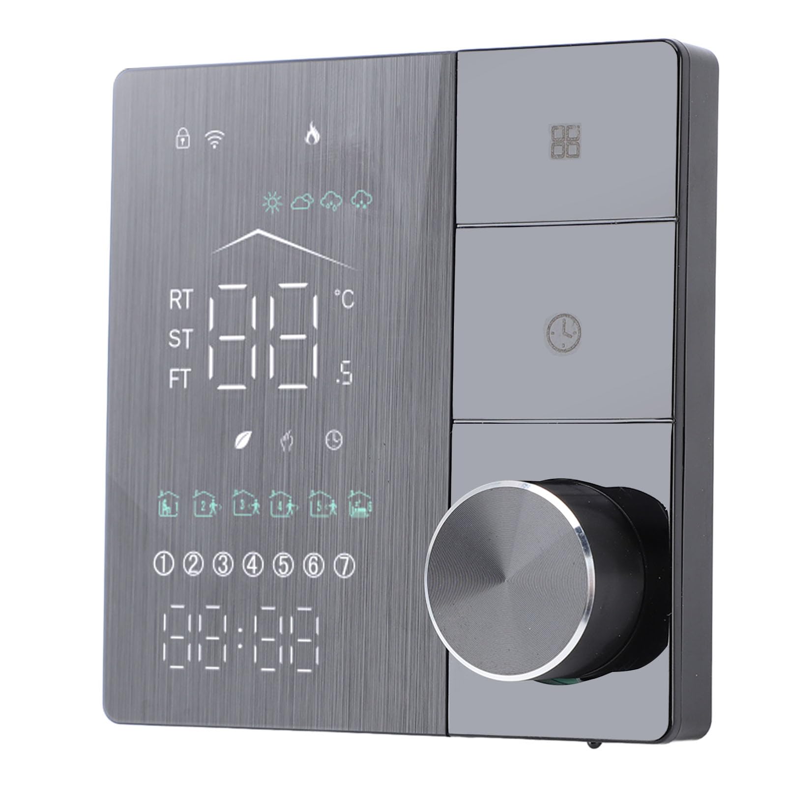 Fafeicy Intelligenter Elektrischer Heizungsthermostat, AI-lernender Programmierbarer Digitaler Thermostat mit App-Steuerung für das Heimbüro 95 V-240 V, Energiesparender Temperaturregler für