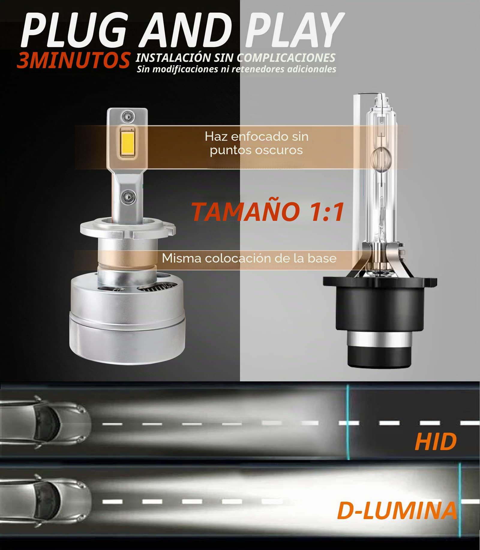 D-Lumina D2S LED Bombilla 100% Canbus 90W 18000LM para Faros de Coche