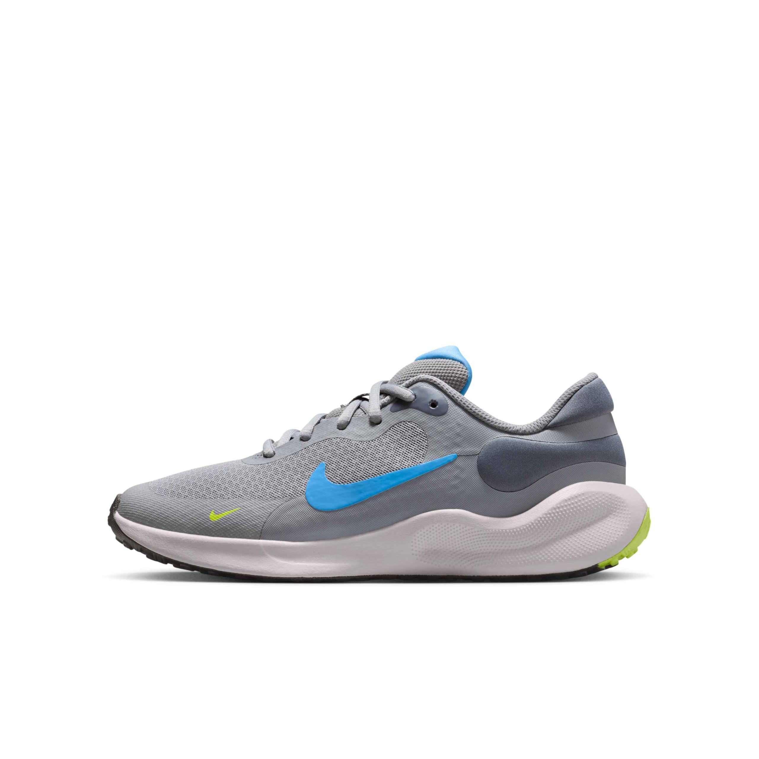 Nike Revolution 7 GS unisex-child LACED SHOES 38 EU CEMENT GREY/UNIVERSITY BLUE-LIGHT CARBON