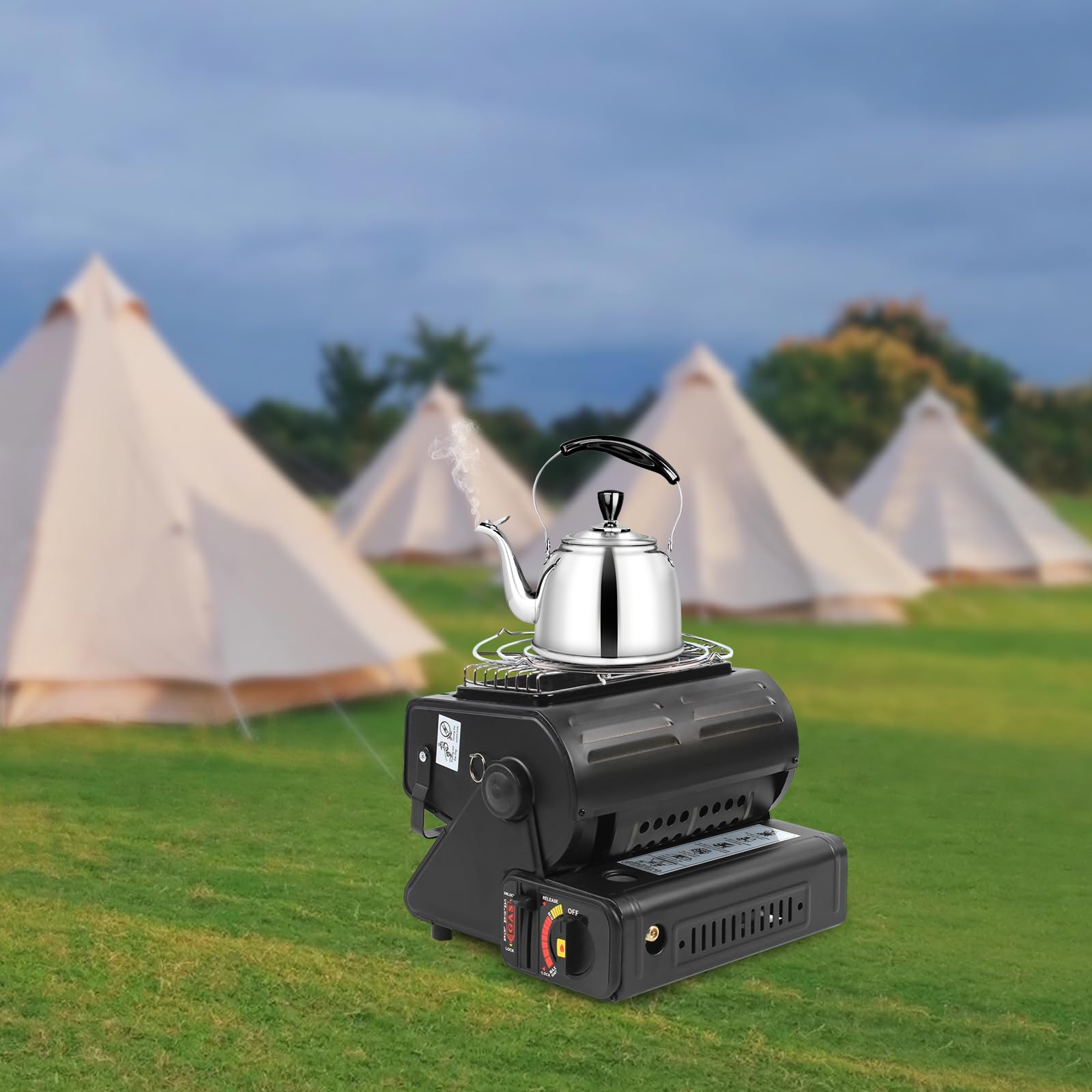 heizstrahler im zelt 1300W Gas Camping, 2 in 1 Klein Tragbare Keramik Gasheizung Gaskocher Campingheizung Heizstrahler Zeltheizung Gasheizer Gasofen 100g/H Für Camping Sport & Freizeit Umlenkrolle Einzelblock online bestellen camper zubehör Farbe oder Motiv:Zweige grün rot auf Weiß