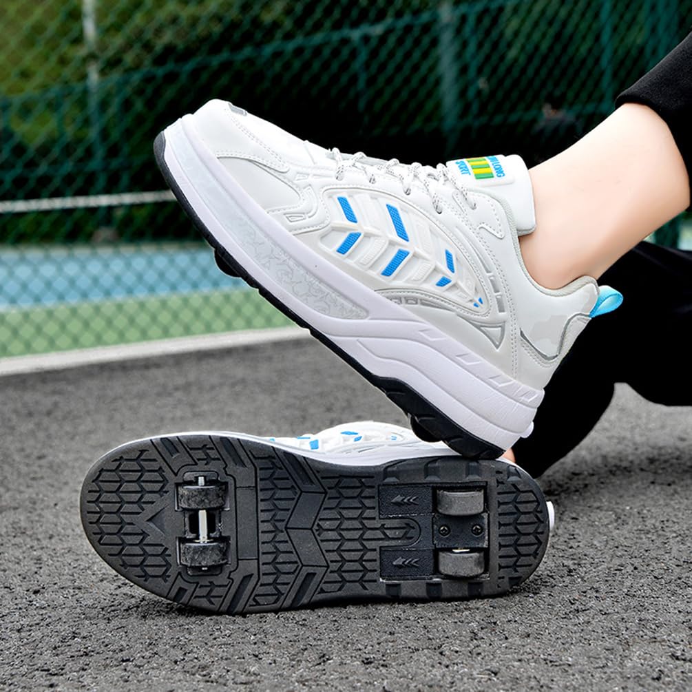 Schuhe mit Rollen für Jungen Mädchen Skateboardschuhe für Jungen Turnschuhe 2-in-1-Multifunktionsrollschuhe Sneakers Sportschuhe Rollschuhe Kinder Outdoorschuhe (LHX-X12, 42EU)