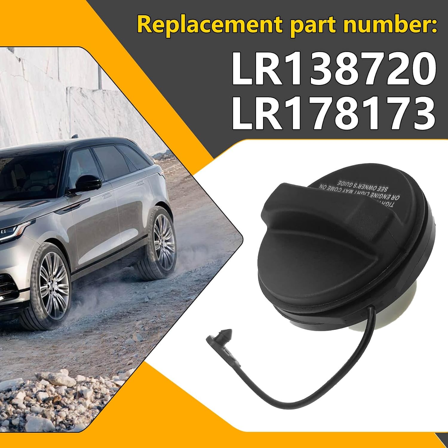 LR178173 Fuel Cap - Replacement for Range Rover Evoque, Range Rover Sport, Velar, Land Rover Defender | Replaces LR138720 Fuel Tank Filler Cap