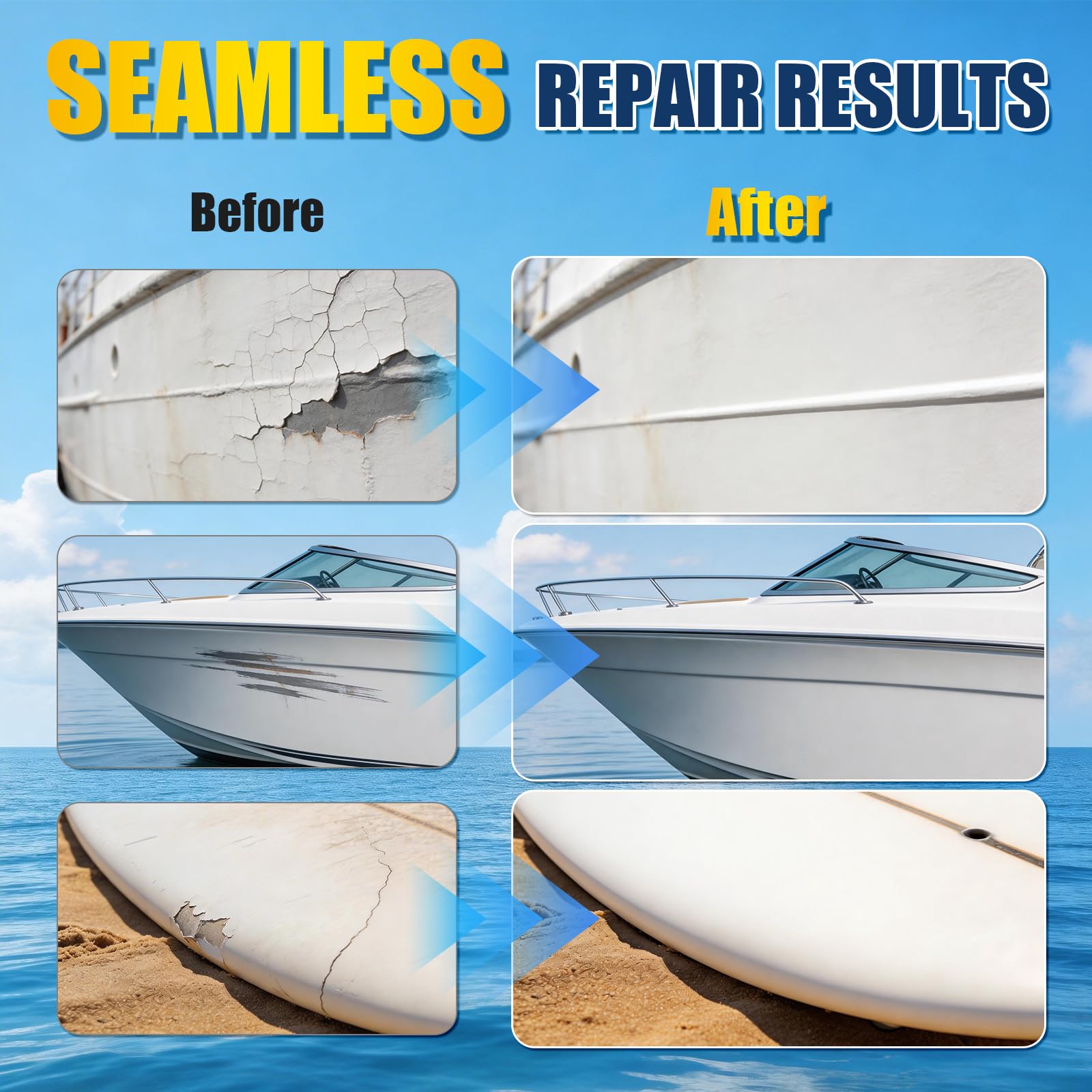 Nanoxa Marine Fiberglass Repair Kit, Gel Coat Repair Kit for Boats with Color Match, Fiberglass Boat Repair Kit, Weather-Resistant Epoxy Filler for Boats Fix Deep Cracks, Chips, Holes & Scratches - 5