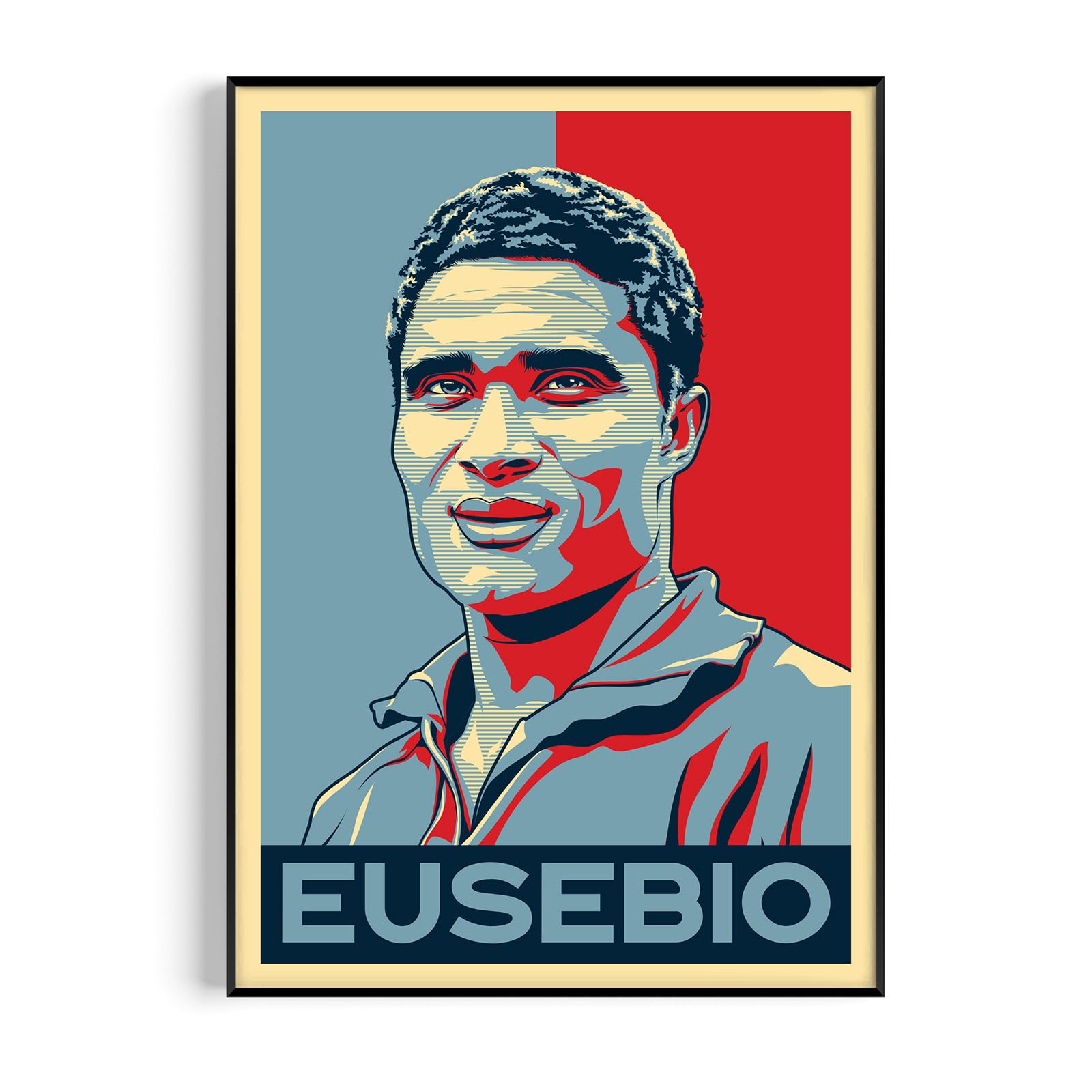 Eusébio Poster - Retro Soccer Wall Art for Fans & Collectors, Hope Style Pop Art Football Print (Eusébio, A4, Unframed)
