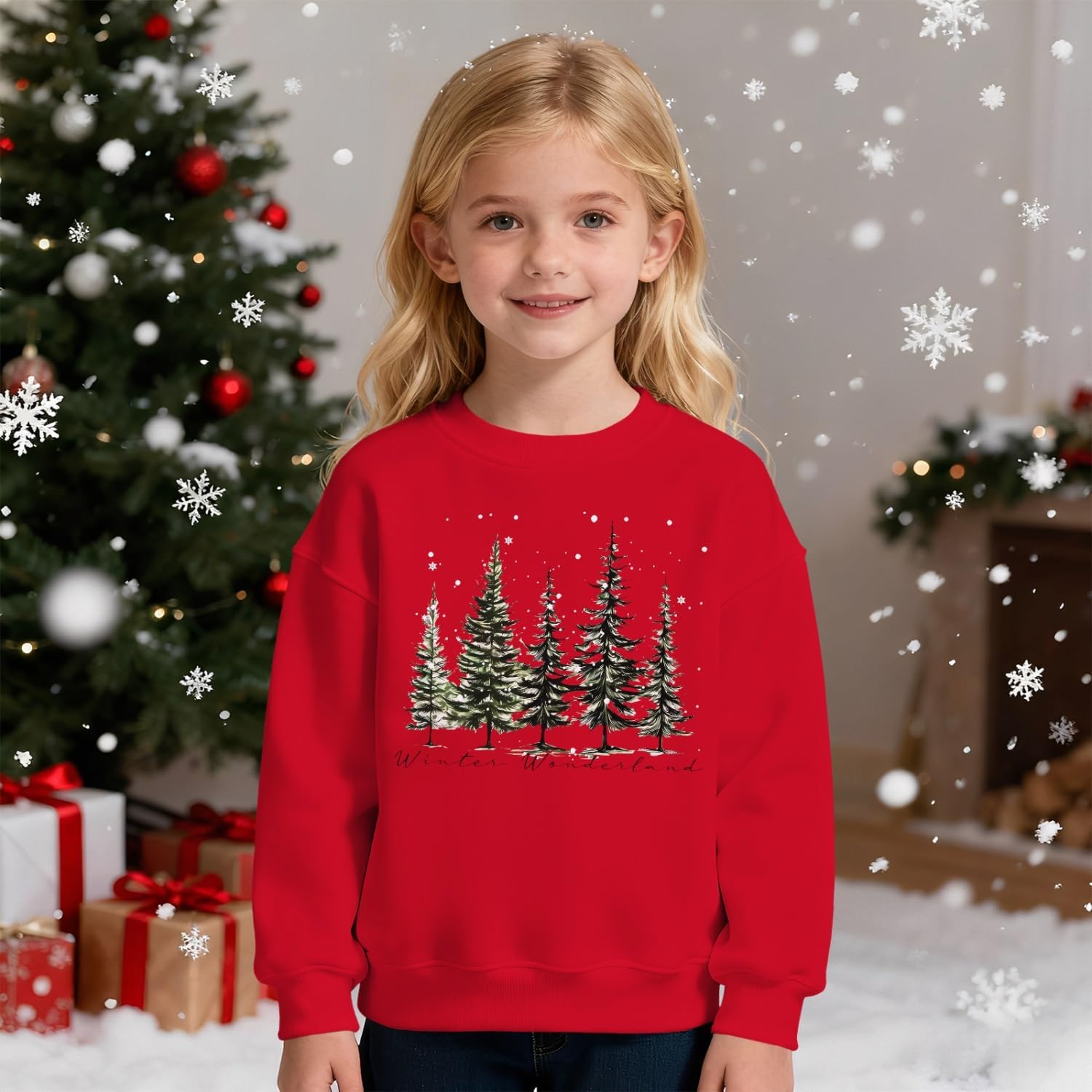 Ritatte Kids Boys Girls Christmas Sweatshirt Christmas Tree Shirts Vintage Xmas Tree Holiday Crewneck Pullover Tops