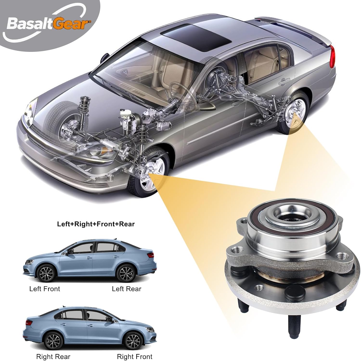 513275 Pair 2 Rear Wheel Hub & Bearing Assembly for 2010-2018 Ford Taurus, 2011-2014 Edge, 2009-2018 Flex, 2009-2019 Lincoln MKS MKT MKX