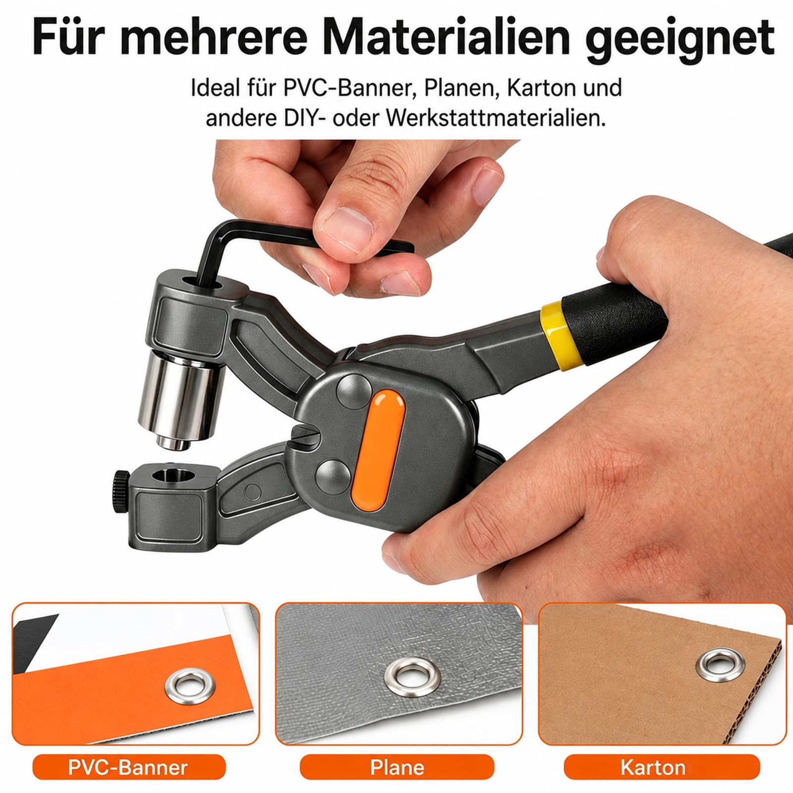 Ösenzange Set mit 400 Ösen, 6/8/10/12 mm Lochösen Zange, Professionelle Lochzange für Leder Stoff Planen Zelt Markisen, Doppelrichtung Nietzange mit Aufbewahrungskoffer