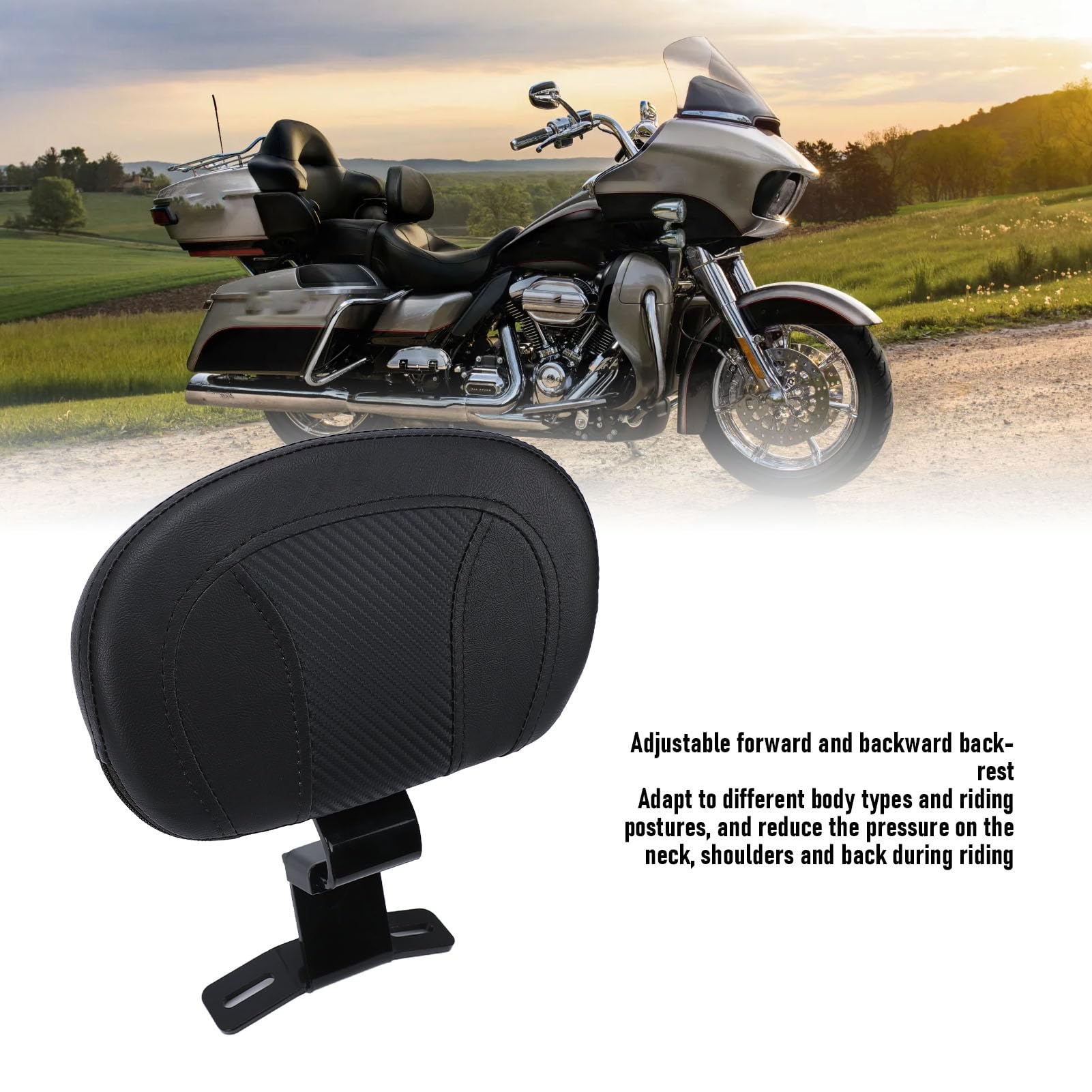 Generic Regulowane Oparcie Kierowcy Motocykla dla Electra Glide 2009-2022, Ergonomiczne Podparcie, Trwała Konstrukcja, Pasujące do Modeli Turystycznych, 1 Jednostka
