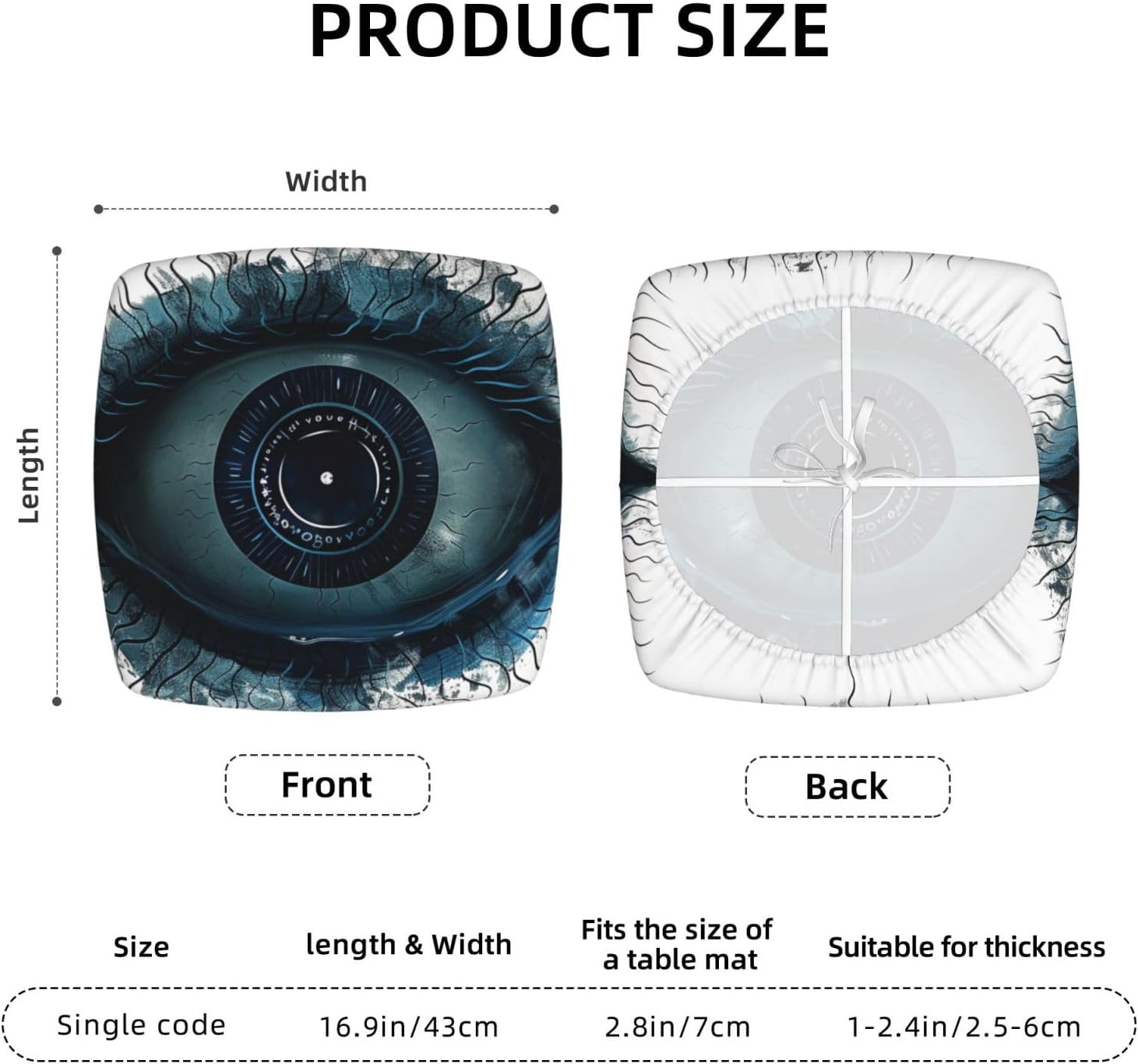 Evil Eye Print Square Cushion Covers 6 Pcs Set Elastic Non-Slip Seat Cushion Slipcovers Pet Furniture Protectors for Chair, Sofa