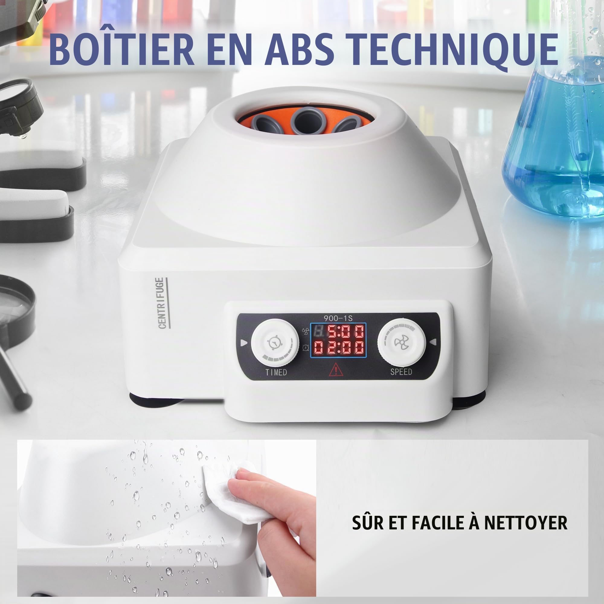 Centrifugeuse de Laboratoire, 6x10ml Centrifugeuse PRP 4000rpm 1795xg RFC 1-99min LCD centrifugeuse laboratoire 220V