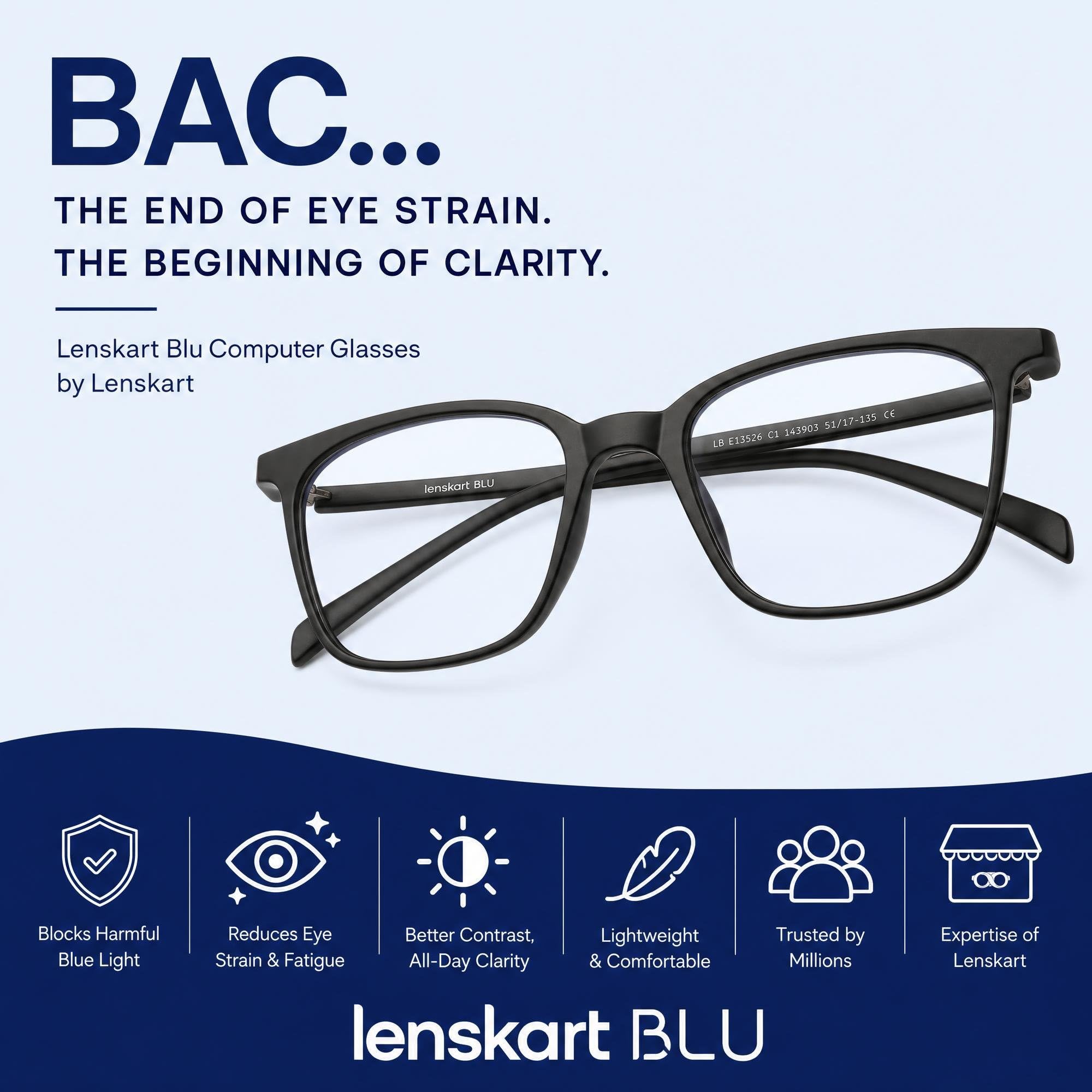 LENSKART BLU | Zero Power Blue Cut Computer Glasses | Gaming Glasses | Anti Glare, Lightweight & Blocks Harmful Rays | UV Protection Specs | Men & Women | Medium | LB E13526 — Amazon image 9