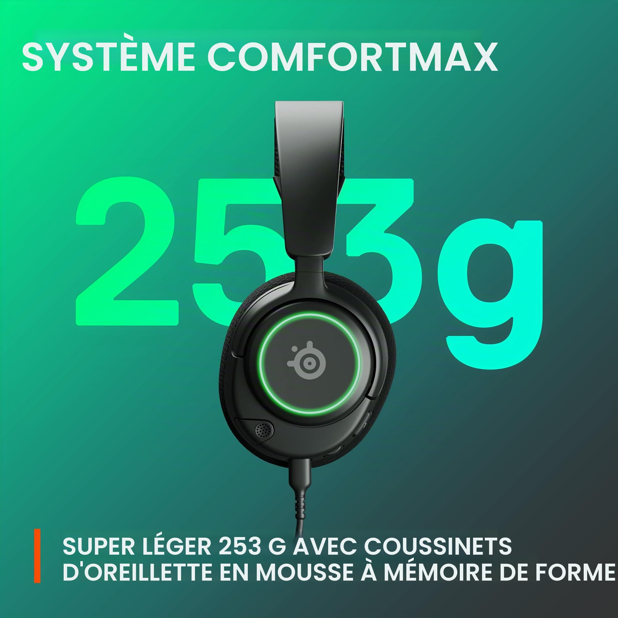 SteelSeries Arctis Nova 3 Casque de Jeu Multi-Plateforme – Signature Arctis Sound – ClearCast Gen 2 Mic – PC, PS5/PS4, Xbox Series X|S, Switch, Mobile, Noir