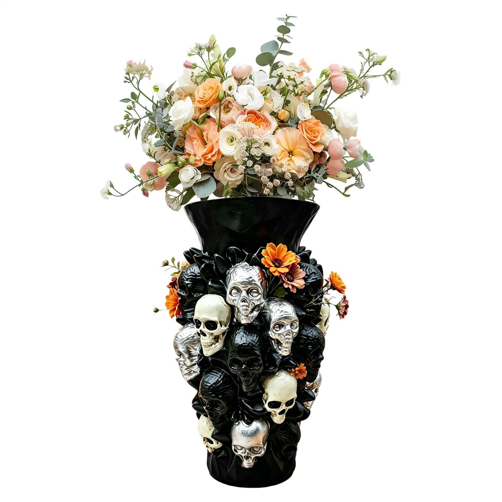 Vase Halloween crâne noir pour une décoration de table effrayante dans votre maison hantée