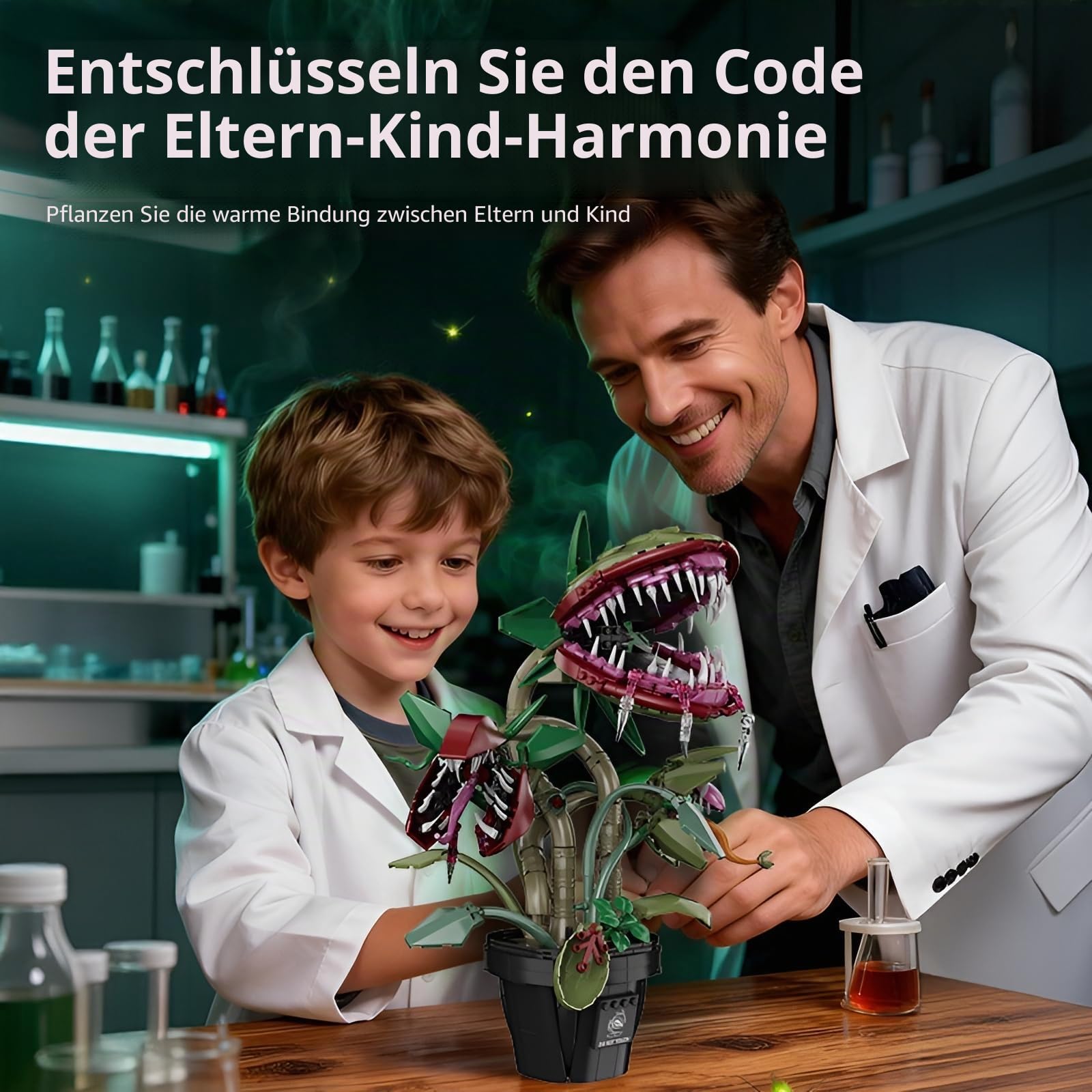 Piranha-Pflanze Audrey II Bausteine Bausatz (1118 Teile), DIY Little Shop of Horrors Fleischfressende Blumen Klemmbausteine, Horror Halloween Spielzeug Geschenk für Erwachsene, Filmfreunde