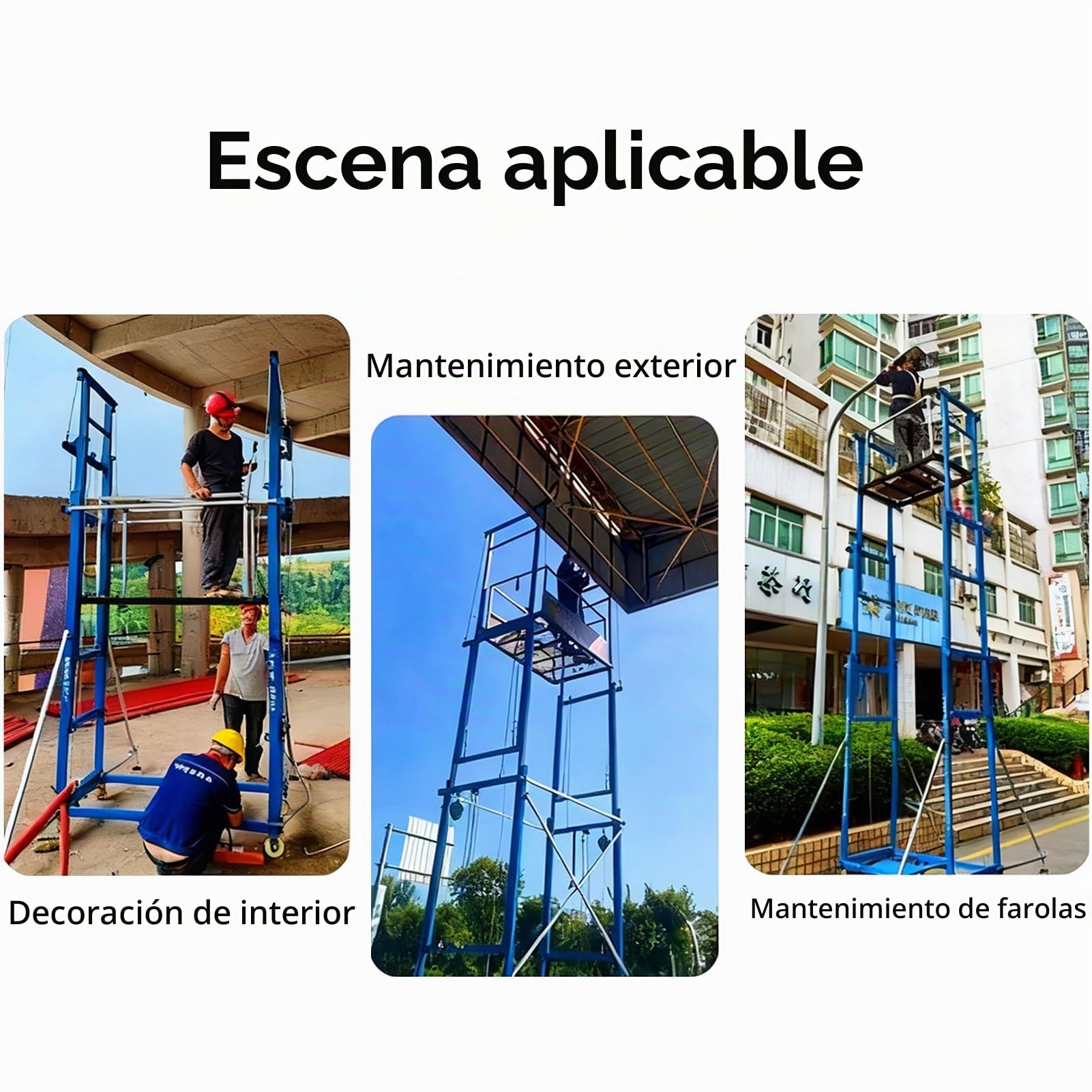 Elevador eléctrico de andamio con control remoto, escalera de construcción plegable, alta capacidad de carga para un uso versátil