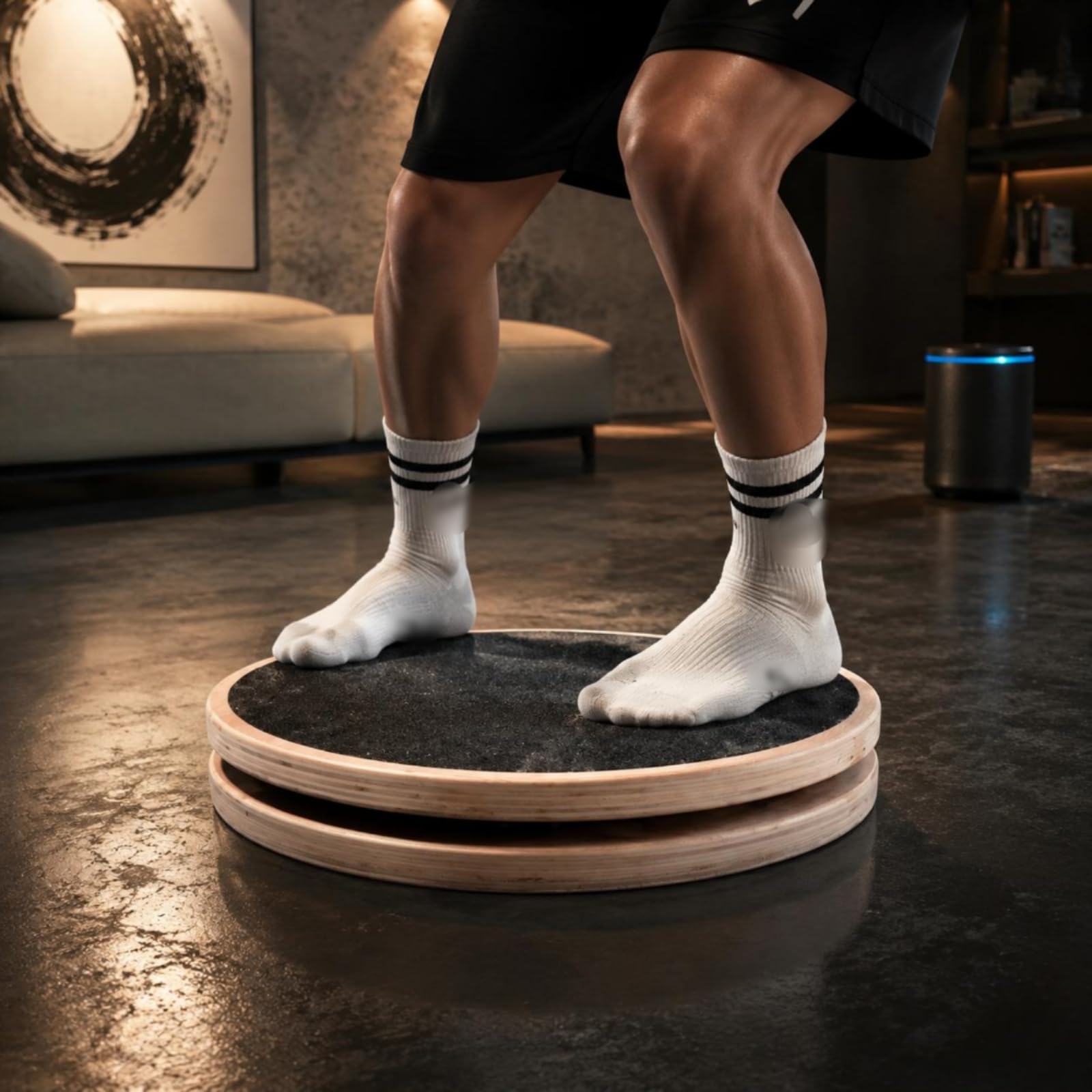 Qianly Tavola Board Tavola Equilibrio Piastra Rotante Piattaforma Girevole Allenamento Core Struttura in Legno Superficie Antiscivolo per Esercizi Domestici