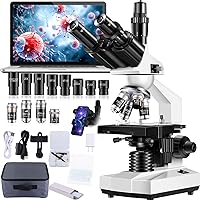 Woehrsh Trinocular Compound Microscope 40X-5000X Lab Grade with HD USB Camera, Dual Mechanical Stage & Wide-Angle Eyepieces