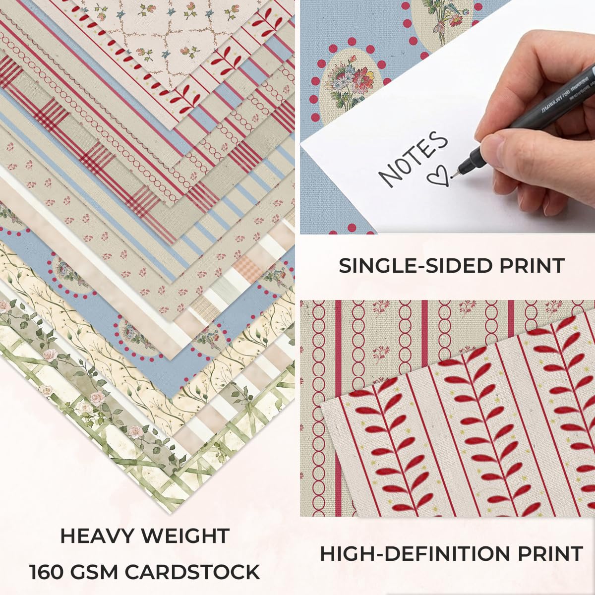 Vintage Stripe Scrapbook Paper Pad - 24 Sheets -3