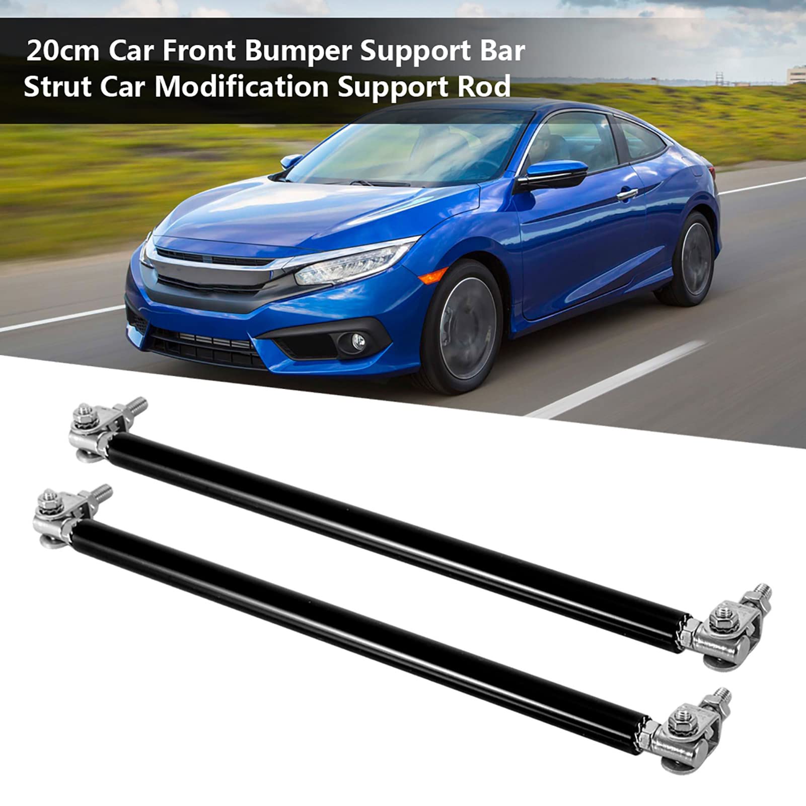 1 Paio di Aste di Supporto per Splitter Anteriore da 20 Cm, Asta di Modifica del Puntone della Barra del Paraurti Dell'auto Aste per Labbro Diffusore Regolabile Barre di Supporto