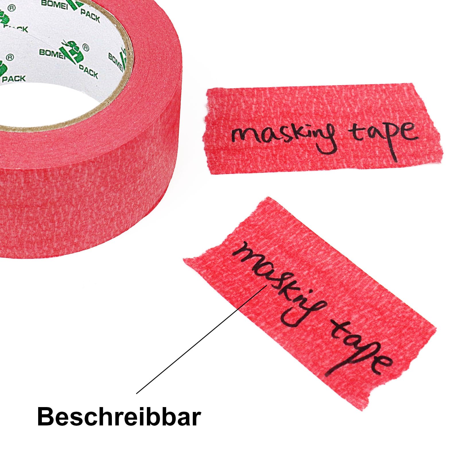 BOMEI PACK 2 rollen wit schildertape, 48 mm x 50 m, premium crêpepapier, afplakband voor schilderen, handwerk en doe-het-zelf, professionele schildertape, uv-bestendig, zonder resten