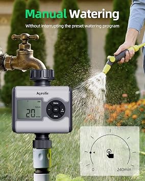 Water Hose Timer for Garden Tap Brass Inlet LCD Automatic Irrigation System | Programmable Hose Timer with 3 Modes, Delay & Rain Sensor Compatible