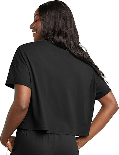 Miniatura 2 de Hanes Camiseta de manga corta con mangas enrolladas, 100% algodón para mujer