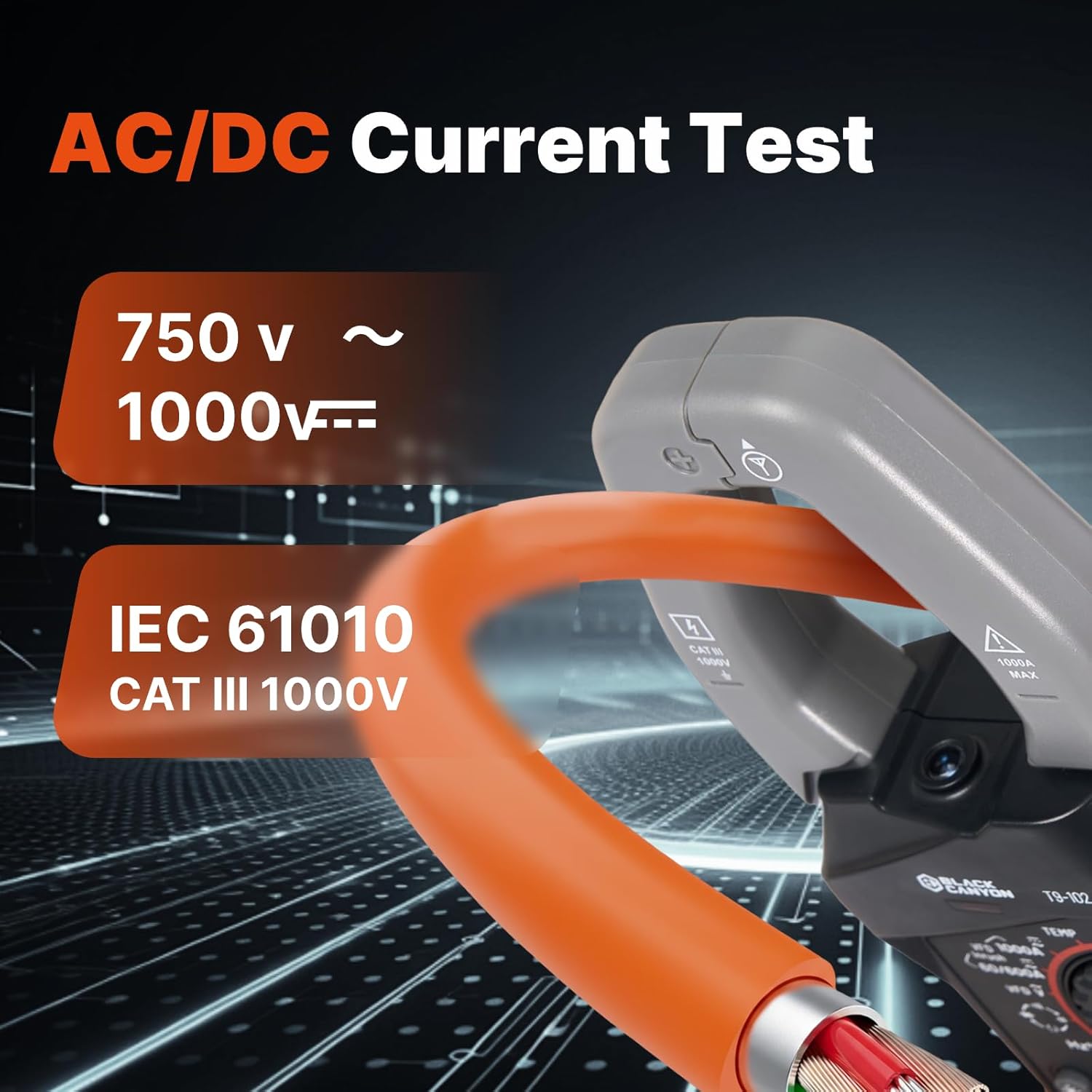 BLACK CANYON Digital Clamp Meter – TRMS AC/DC Clamp Multimeter 1000A, Amp Meter, DC Amp Meter, Inrush Current, Voltage, Resistance, Capacitance, Diode, Temp, NCV, Backlight LCD