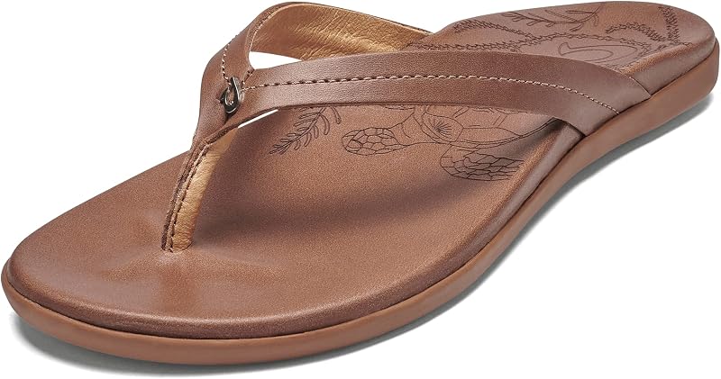 OluKai Honu Women's Beach Sandal, Soft & Comfortable Full-Grain Leather | Easy Slip-On Flip-Flops, Everyday, All-Day Comfort & Style